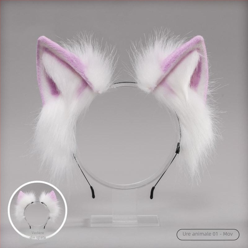 Bandă pentru păr cu urechi de pisică - accesoriu plush Lolita pentru cosplay, pentru copii