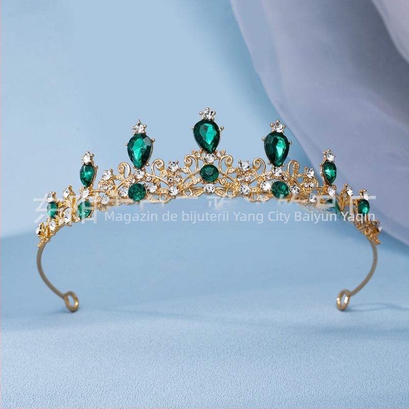 Tiara de mireasă pentru cap cu cristale albe de zircon, bază din aliaj, placare electroplată