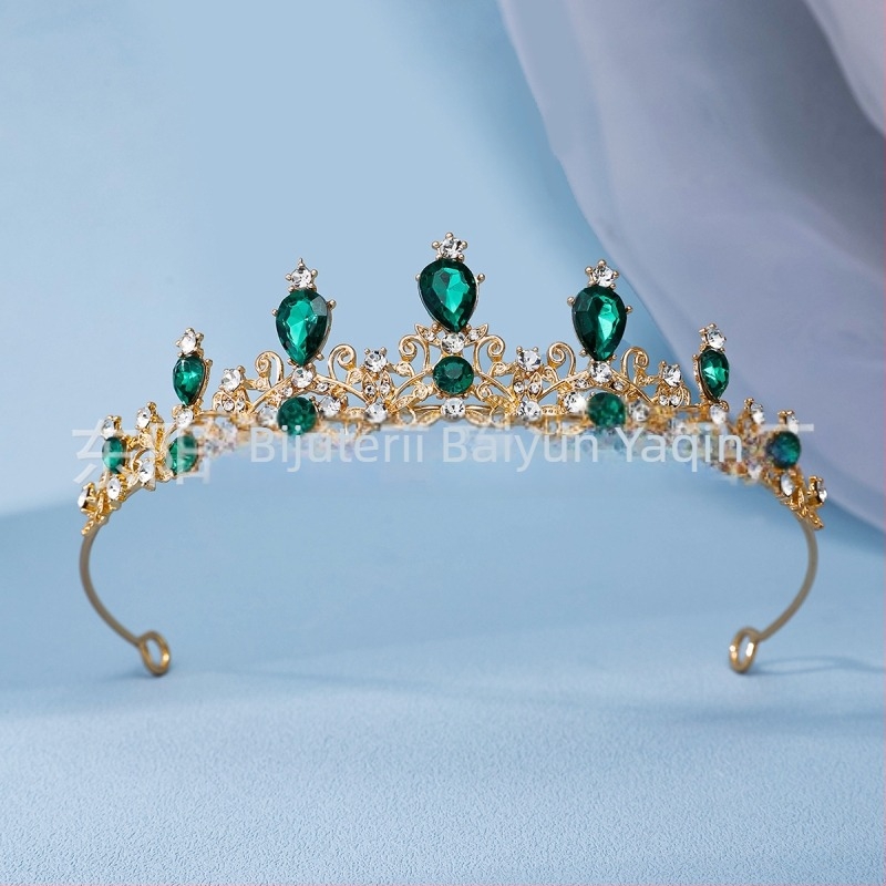 Tiara de mireasă pentru cap cu cristale albe de zircon, bază din aliaj, placare electroplată