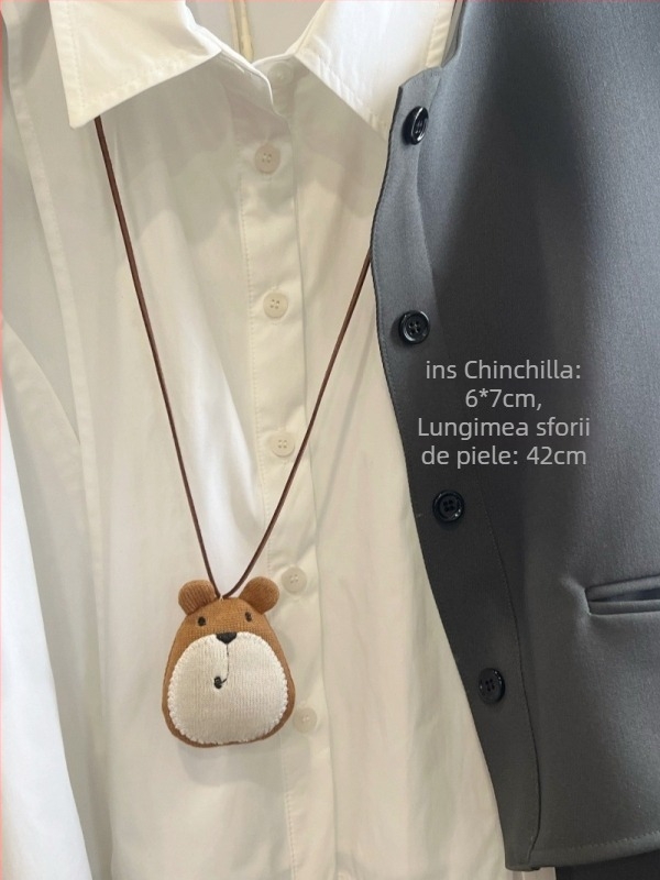 Pandantiv din piele pentru copii pe șnur, design cu animale desenate, colier lung, personalizare disponibilă, ambalaj individual