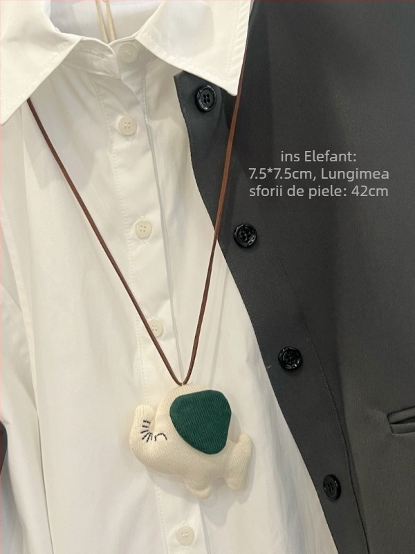 Pandantiv din piele pentru copii pe șnur, design cu animale desenate, colier lung, personalizare disponibilă, ambalaj individual