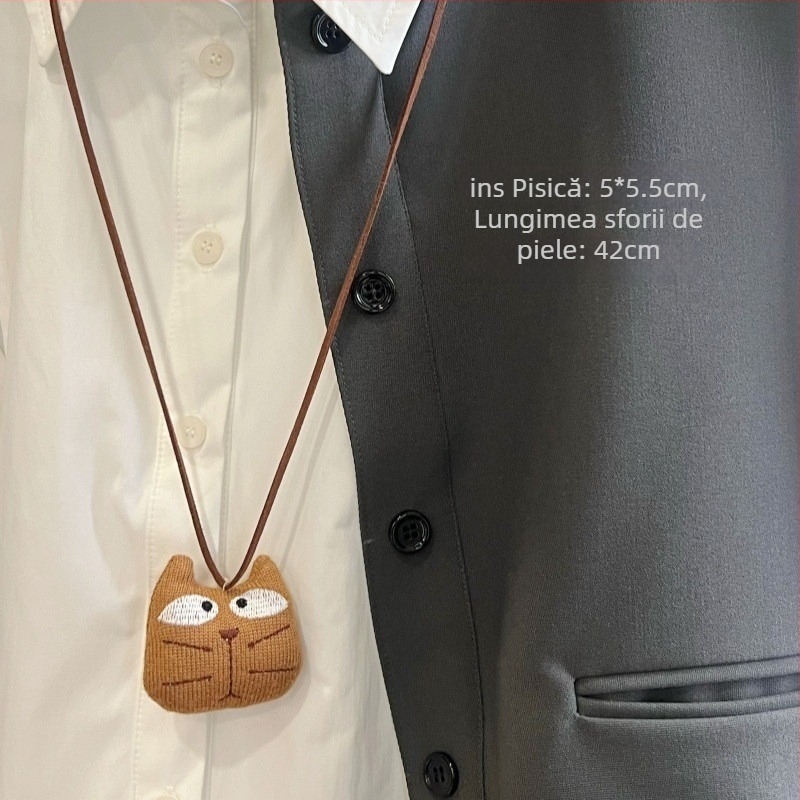 Pandantiv din piele pentru copii pe șnur, design cu animale desenate, colier lung, personalizare disponibilă, ambalaj individual