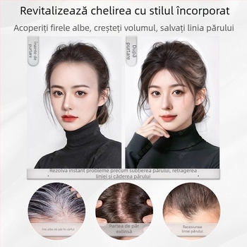Piesă de perucă pentru femei, țesută manual, fibre rezistente la temperatură, fără cusături, volum în zona creștetului