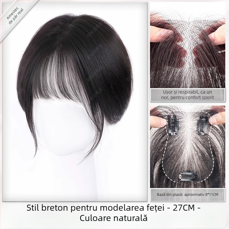 Piesă de perucă pentru femei, țesută manual, fibre rezistente la temperatură, fără cusături, volum în zona creștetului