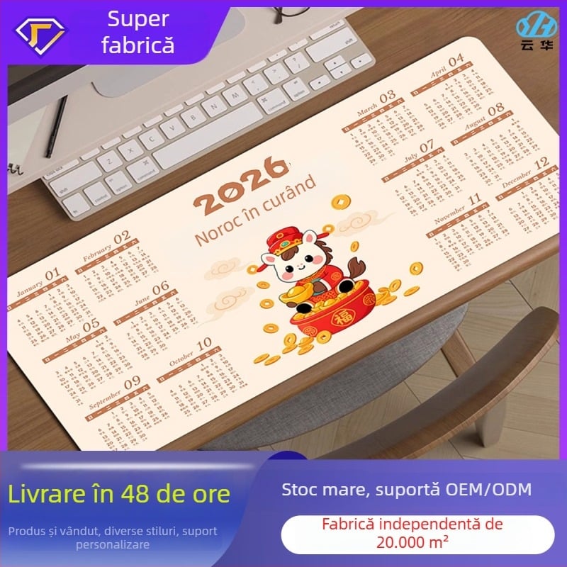 Pad pentru mouse cu calendar – suprafață de birou, anti-derapant, cauciuc natural, imprimare prin transfer termic