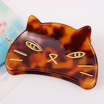 An Zhuo clips de păr cu imprimeu leopard și motive pisică și rechin, Material: placă de acid acetic, UV tratat, accesorii feminine pentru păr, Vara 2022