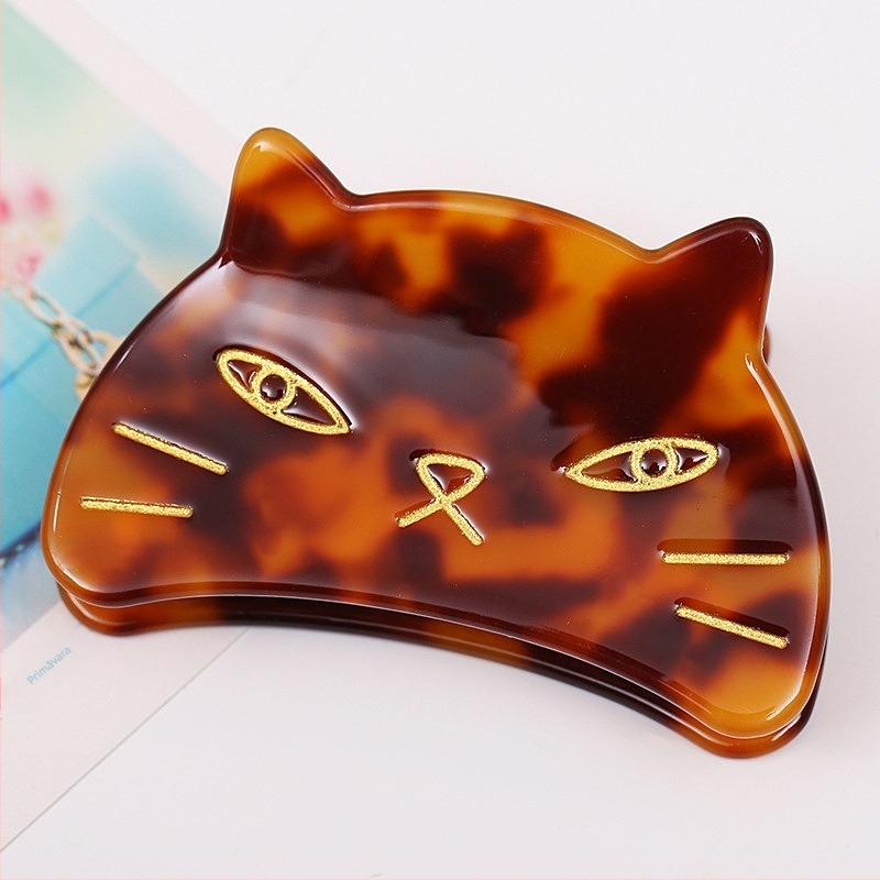 An Zhuo clips de păr cu imprimeu leopard și motive pisică și rechin, Material: placă de acid acetic, UV tratat, accesorii feminine pentru păr, Vara 2022