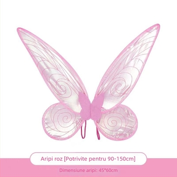 Aripi luminoase de fluture pentru spate, accesorii de costum pentru fete, din material textil, 7–14 ani