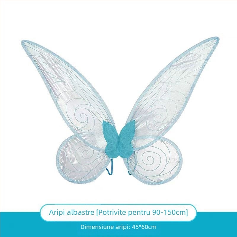 Aripi luminoase de fluture pentru spate, accesorii de costum pentru fete, din material textil, 7–14 ani