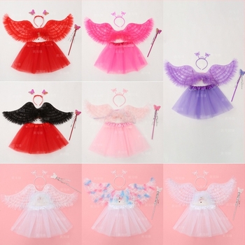 Aripi de înger pentru copii – set de patru piese pentru fete, recuzită de scenă, accesoriu de costum