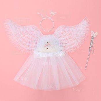 Aripi de înger pentru copii – set de patru piese pentru fete, recuzită de scenă, accesoriu de costum