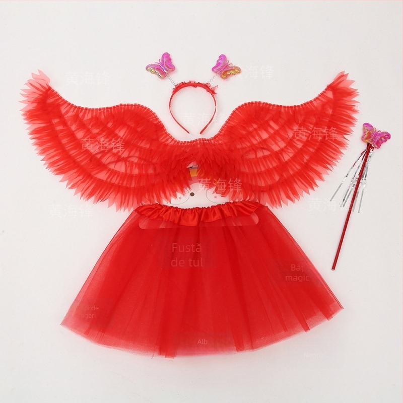 Aripi de înger pentru copii – set de patru piese pentru fete, recuzită de scenă, accesoriu de costum