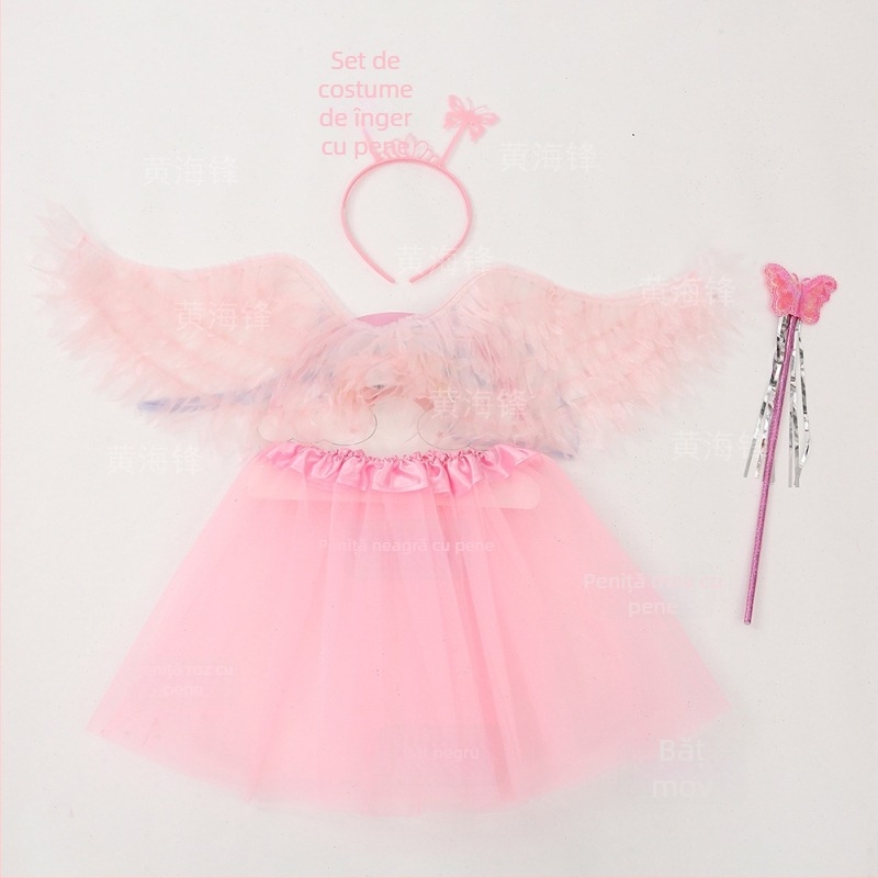 Aripi de înger pentru copii – set de patru piese pentru fete, recuzită de scenă, accesoriu de costum