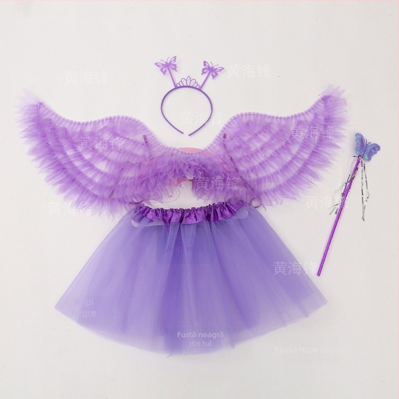 Aripi de înger pentru copii – set de patru piese pentru fete, recuzită de scenă, accesoriu de costum