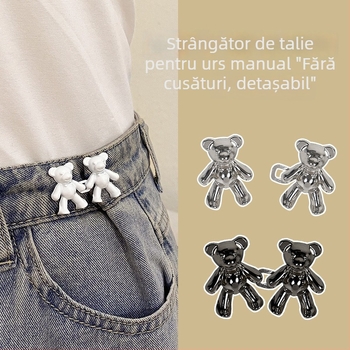 Cataramă talie cu ursuleț — fără cusături, detașabilă, din aliaj, pentru pantaloni/fustă, practică, stil drăguț