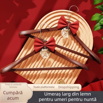 Umeraș din lemn pentru haine de nuntă, pentru mire și mireasă, destinat costumelor tradiționale chineze de nuntă