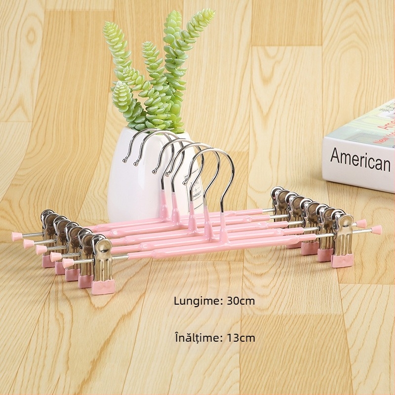 Suport metalic pentru pantaloni cu clips anti-alunecare - set 10 bucăți, personalizare logo disponibil