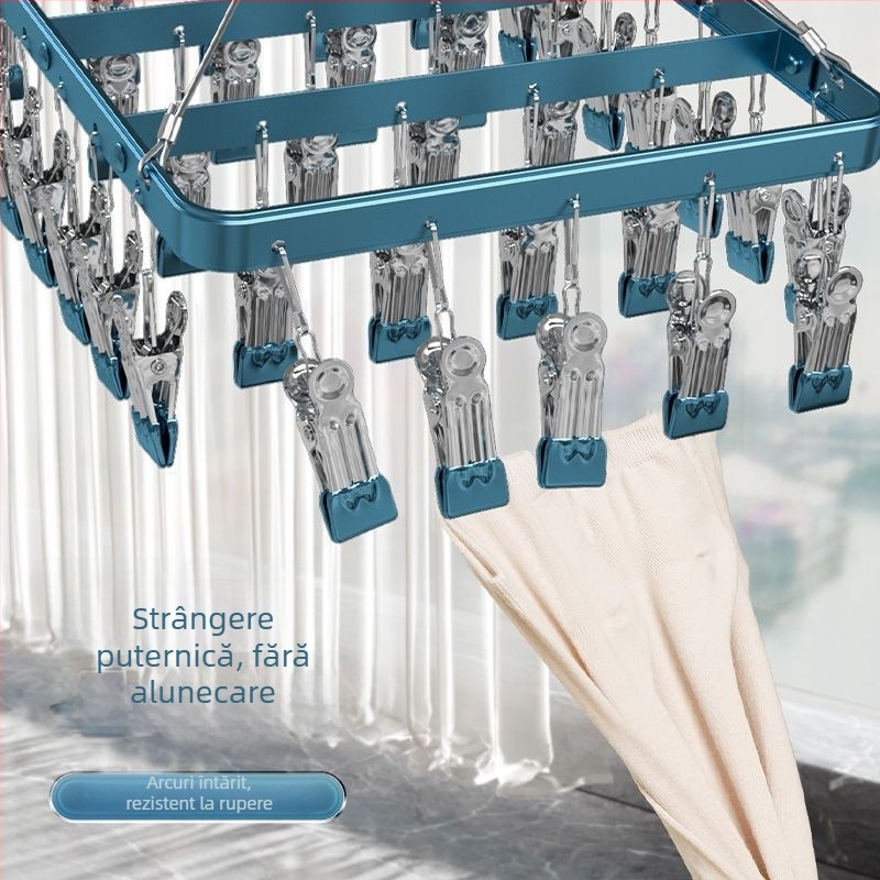 Clip de uscare – Clip pentru șosete din aliaj de aluminiu, cu elemente din oțel inoxidabil, 50 bucăți, pentru lenjerie, șosete, eșarfe și cravate, brand Heron