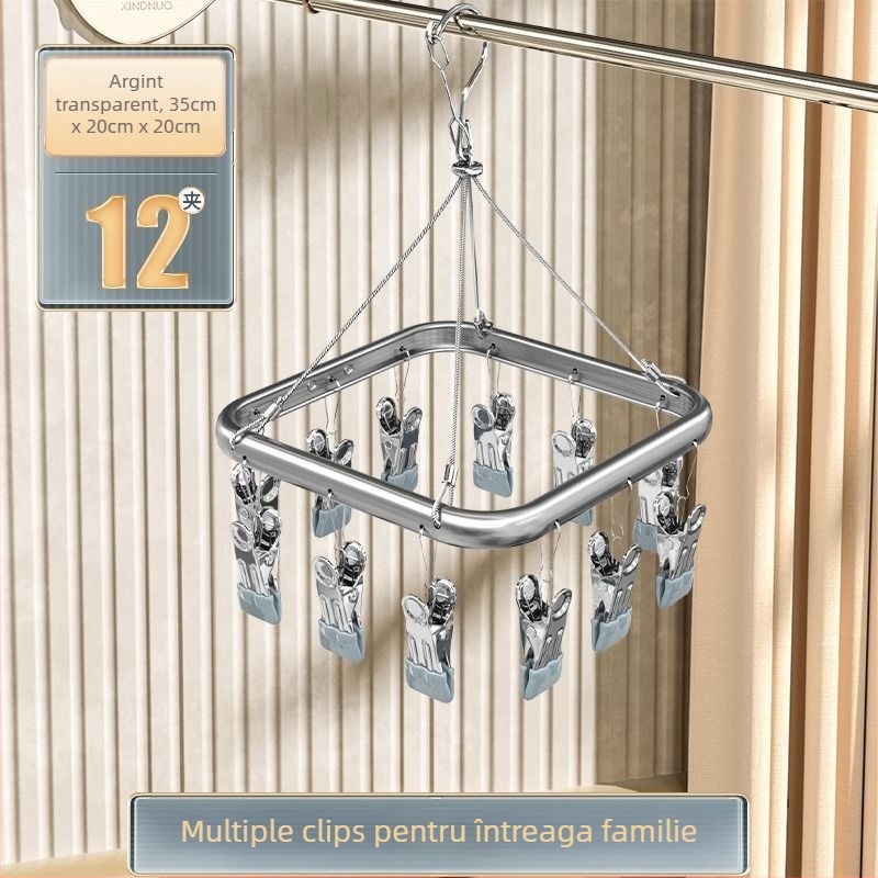 Clip de uscare – Clip pentru șosete din aliaj de aluminiu, cu elemente din oțel inoxidabil, 50 bucăți, pentru lenjerie, șosete, eșarfe și cravate, brand Heron