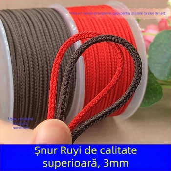 Șnur Ruyi pentru pandant jad, lucrat manual, țesut, cu mărgele