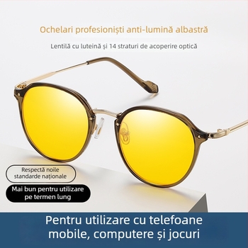 Ochelari TR90 anti-lumină albastră, ultraușori, ochelari de recuperare post-chirurgie, ramă din metal, lentile sintetice 1.8 mm, transmisie luminoasă 77%, model 2347
