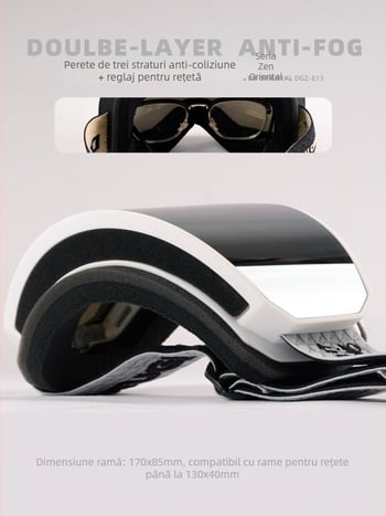 Ochelari cilindrici de ski pentru adulți, anti ceață, impermeabili și rezistenți la vânt, ramă TPU / lentile PC, strat dublu