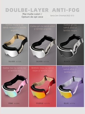 Ochelari cilindrici de ski pentru adulți, anti ceață, impermeabili și rezistenți la vânt, ramă TPU / lentile PC, strat dublu