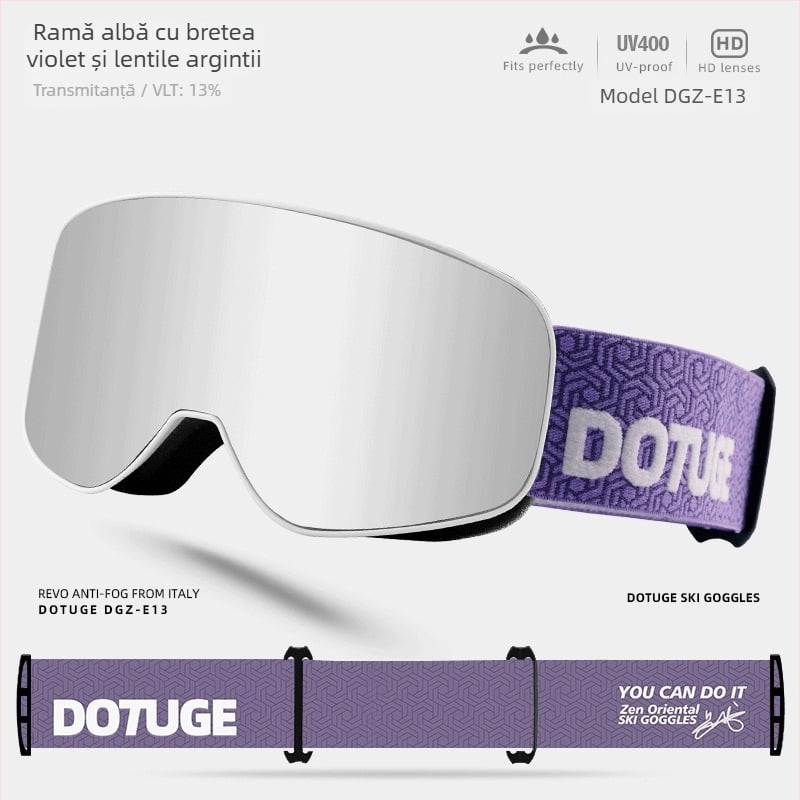 Ochelari cilindrici de ski pentru adulți, anti ceață, impermeabili și rezistenți la vânt, ramă TPU / lentile PC, strat dublu