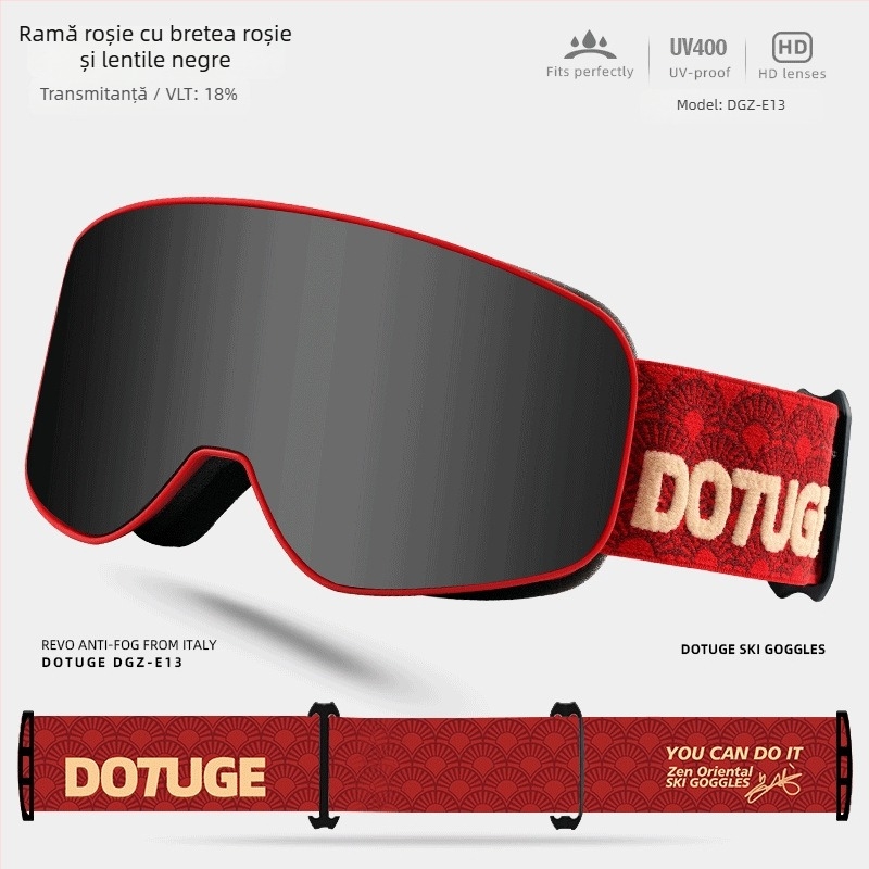 Ochelari cilindrici de ski pentru adulți, anti ceață, impermeabili și rezistenți la vânt, ramă TPU / lentile PC, strat dublu