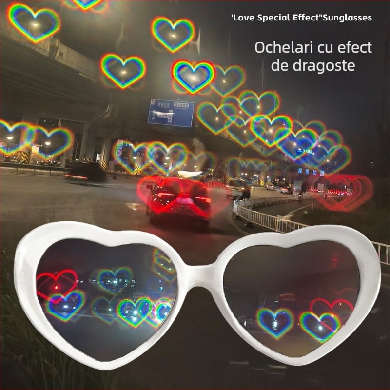 Ochelari de soare Forest Fox cu efect inimă luminoasă, ramă completă, unisex, material PC, iarnă 2025