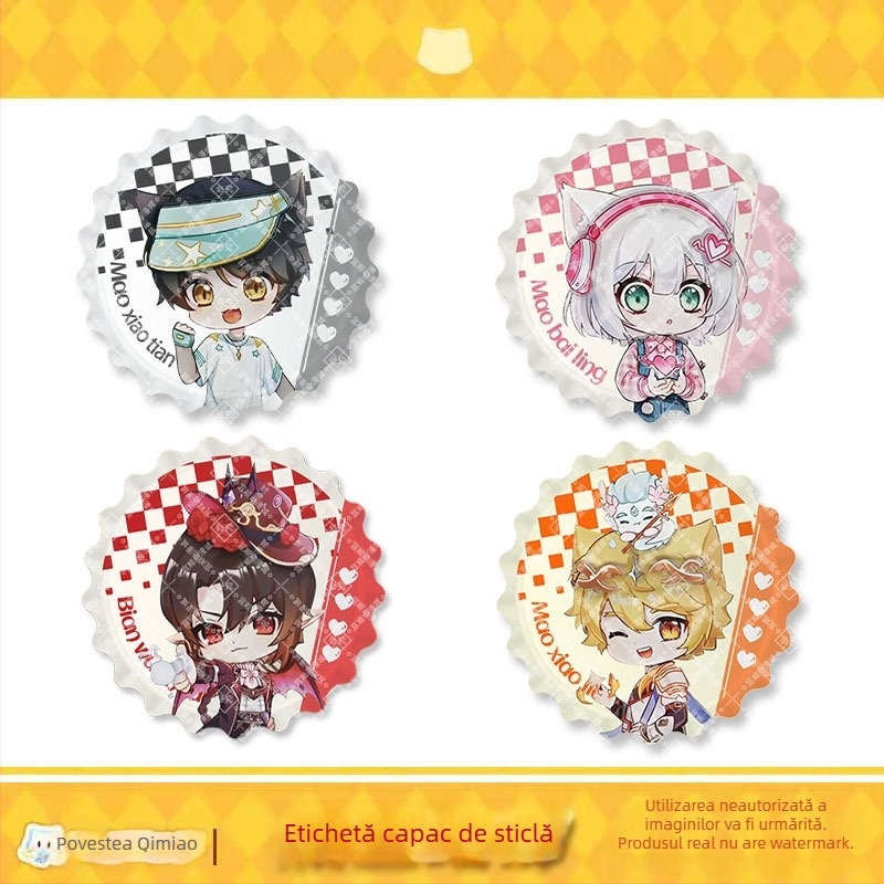 Badj email cu pisică – seria Mirror de la Qimaojun: Xiaojiu, Xiaotian, Wushuang, Skylark, Bat; materiale mixte; ambalaj PP în pungă individuală; anime merchandise