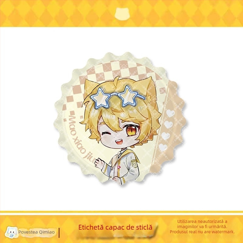 Badj email cu pisică – seria Mirror de la Qimaojun: Xiaojiu, Xiaotian, Wushuang, Skylark, Bat; materiale mixte; ambalaj PP în pungă individuală; anime merchandise