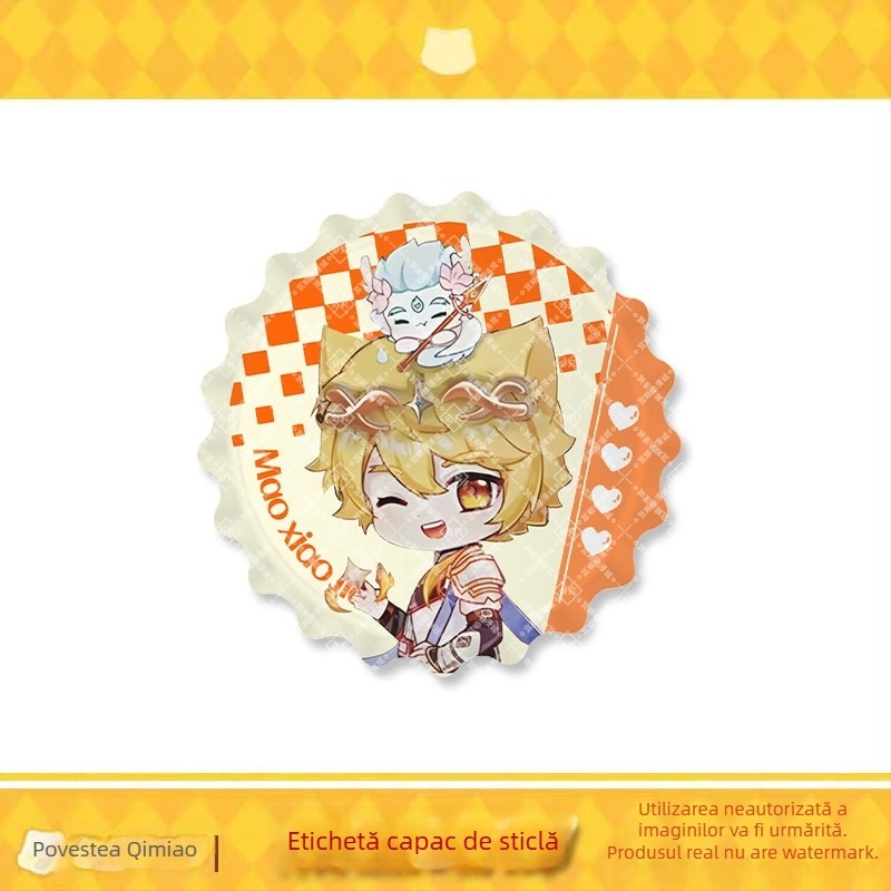 Badj email cu pisică – seria Mirror de la Qimaojun: Xiaojiu, Xiaotian, Wushuang, Skylark, Bat; materiale mixte; ambalaj PP în pungă individuală; anime merchandise