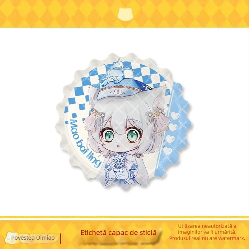 Badj email cu pisică – seria Mirror de la Qimaojun: Xiaojiu, Xiaotian, Wushuang, Skylark, Bat; materiale mixte; ambalaj PP în pungă individuală; anime merchandise