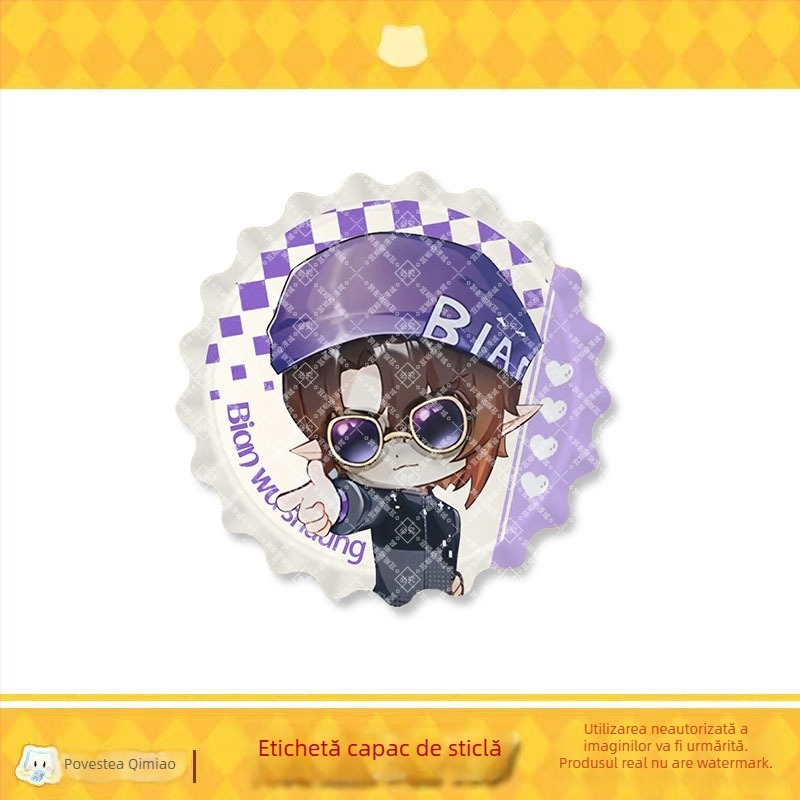 Badj email cu pisică – seria Mirror de la Qimaojun: Xiaojiu, Xiaotian, Wushuang, Skylark, Bat; materiale mixte; ambalaj PP în pungă individuală; anime merchandise