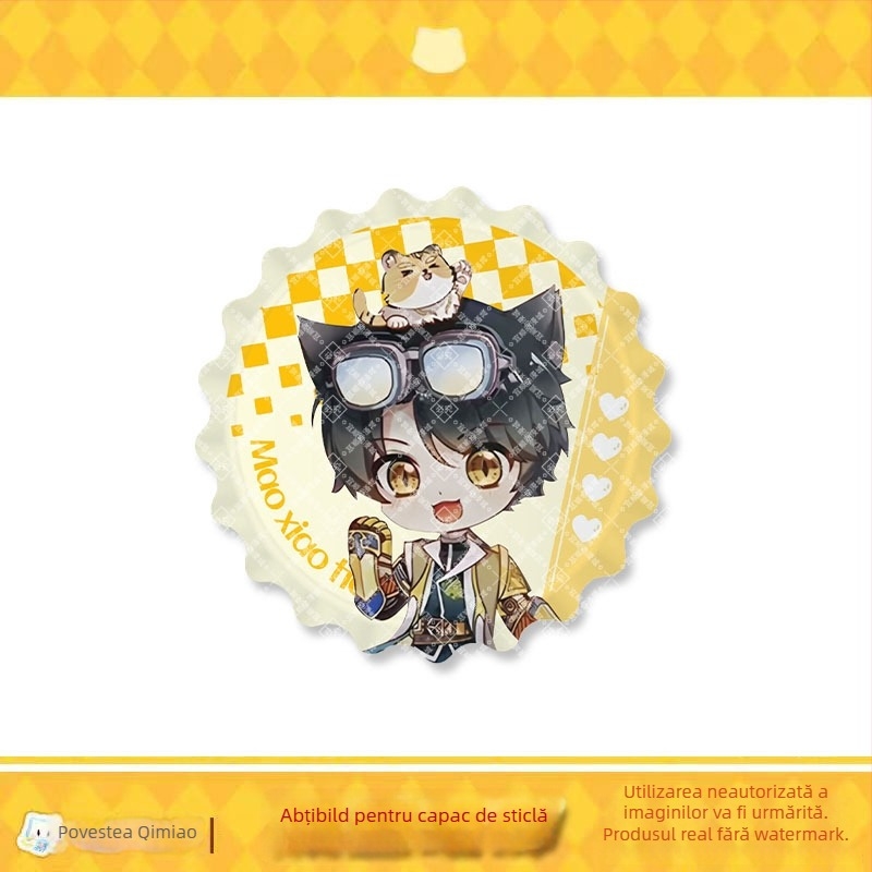 Badj email cu pisică – seria Mirror de la Qimaojun: Xiaojiu, Xiaotian, Wushuang, Skylark, Bat; materiale mixte; ambalaj PP în pungă individuală; anime merchandise