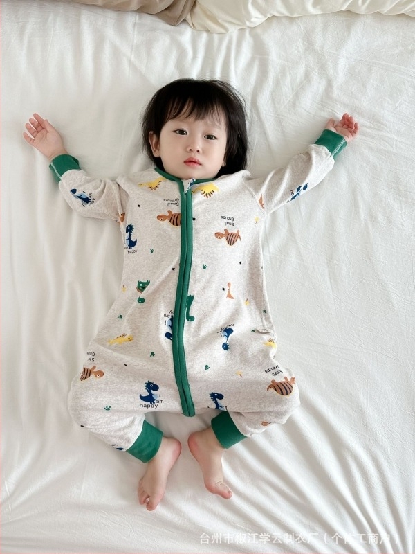 Salopetă de noapte pentru bebeluți, stil coreean, 95% bumbac, material plușat gros, imprimeuri animale, desene animate, litere, flori, pentru 1–3 ani