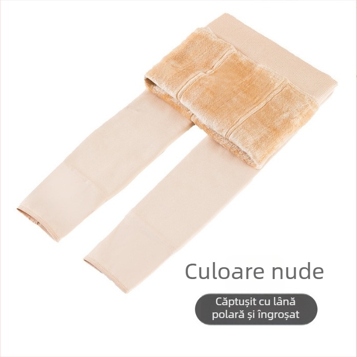 Colanți pentru copii, culoare pielii, căptușiți cu fleece, lungime până la gleznă, pentru dans