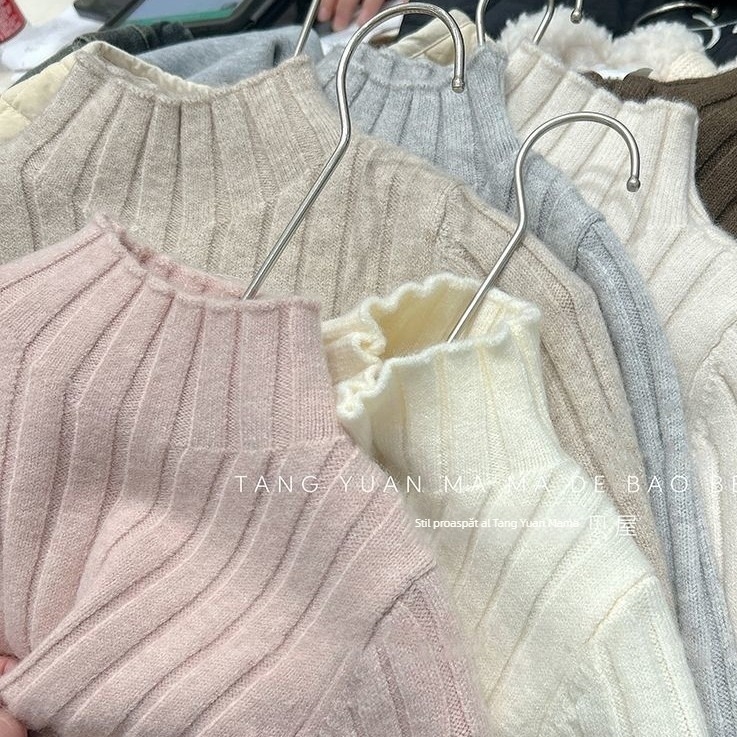 Pulover pentru fete, stil coreean, din bumbac, mâneci lungi, guler rotund, pentru copii 1–3 ani