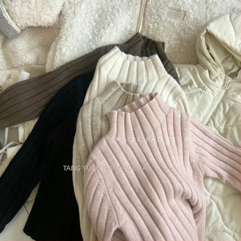 Pulover pentru fete, stil coreean, din bumbac, mâneci lungi, guler rotund, pentru copii 1–3 ani