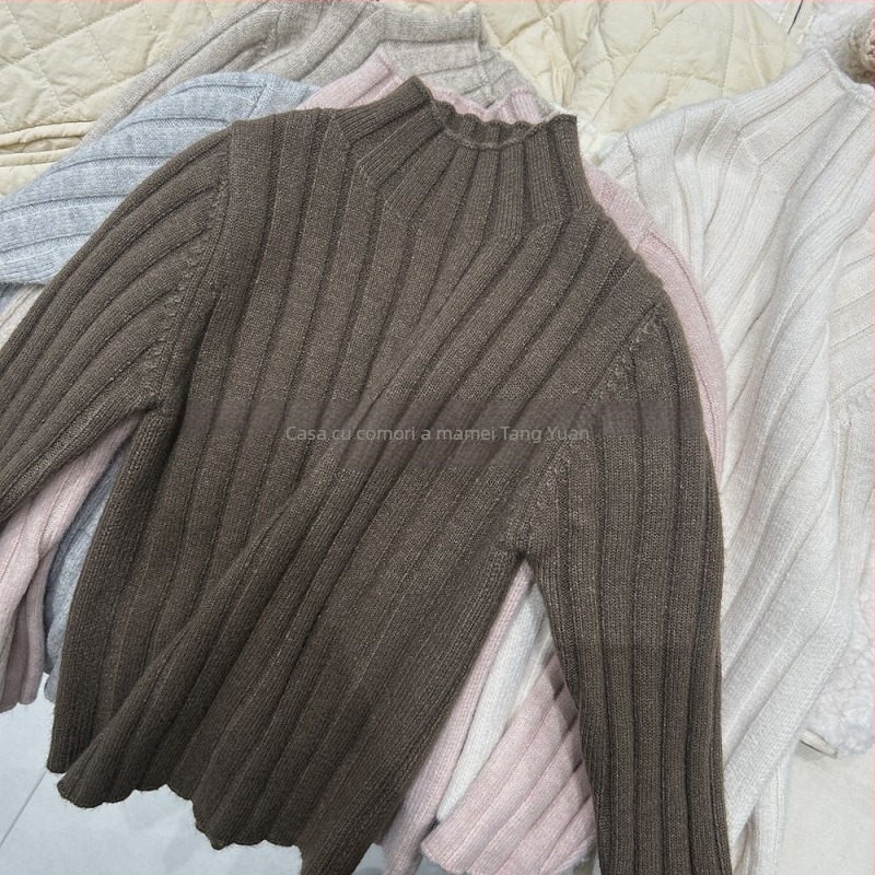 Pulover pentru fete, stil coreean, din bumbac, mâneci lungi, guler rotund, pentru copii 1–3 ani