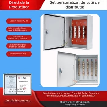 Cutie izolată de ramificație pentru cabluri, cu bară de cupru, montaj pe perete, IP40, carcasă din oțel laminat la rece, personalizabil