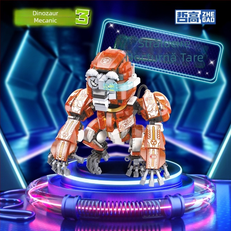 Set LEGO-compatible blocuri de construcție: Orangutan dinosaur, plastic ABS, 400–800 bucăți, non-electric, pentru vârsta 7–14 ani