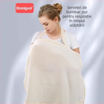 Acoperire pentru alăptat din bumbac pur (>95%), unisex, pelerină discretă pentru nou-născuți până la 1 an, pentru exterior