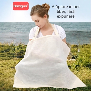 Acoperire pentru alăptat din bumbac pur (>95%), unisex, pelerină discretă pentru nou-născuți până la 1 an, pentru exterior