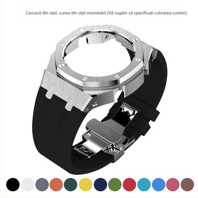 Carcasă de ceas din oțel inoxidabil cu curea din silicon pentru GA2100/GM2100 GMAS-2100, patru generații