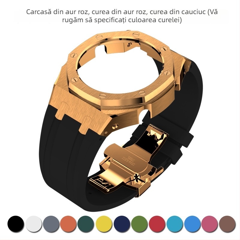 Carcasă de ceas din oțel inoxidabil cu curea din silicon pentru GA2100/GM2100 GMAS-2100, patru generații