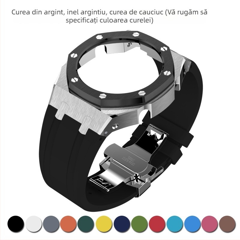 Carcasă de ceas din oțel inoxidabil cu curea din silicon pentru GA2100/GM2100 GMAS-2100, patru generații
