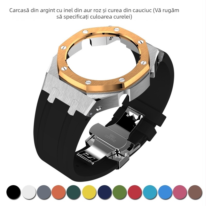 Carcasă de ceas din oțel inoxidabil cu curea din silicon pentru GA2100/GM2100 GMAS-2100, patru generații