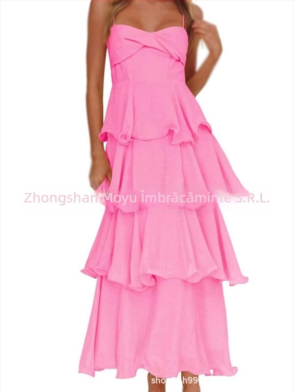 Rochie de seară din poliester, în linie A, fără mâneci, lungă, talie înaltă (2026)